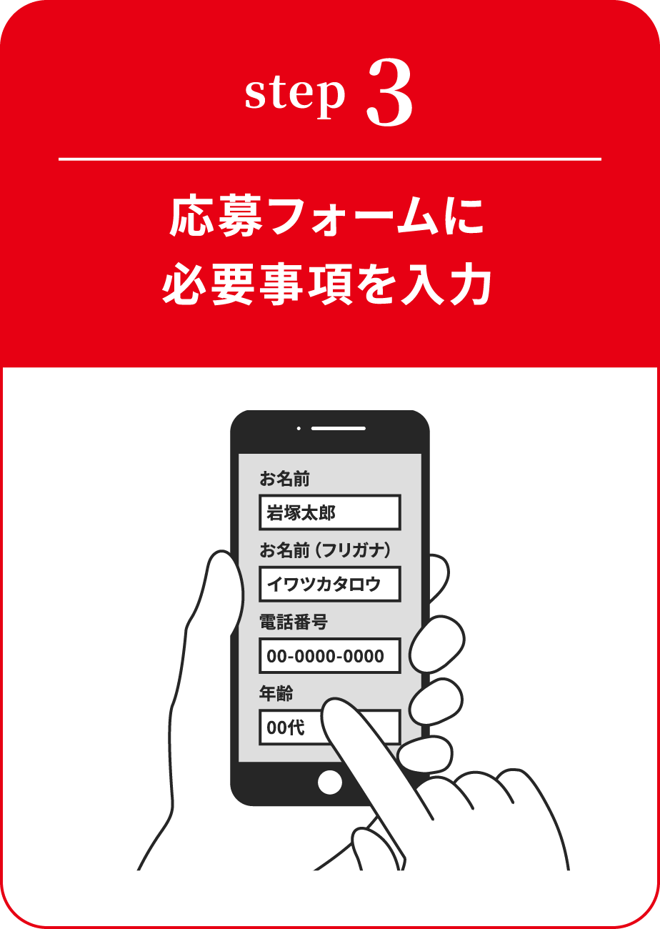 STEP3 応募フォームに必要事項を入力